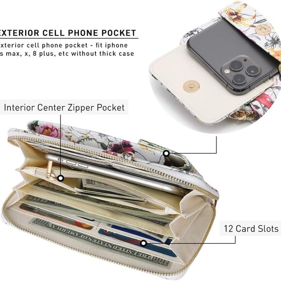 Crossbody Phone Purse Vegan Leather Wallet with Multiple Pockets for Women - Picture 5 of 6